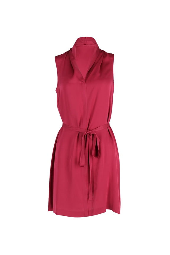 Pre-Owned Theory Belted Sleeveless Dress in Red Silk
