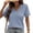 Blue, variant on Women's Summer Lace Trim V-Neck Button Top, Slim Fit Lightweight Breathable Short Sleeve Fashion Blouse White XL