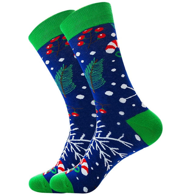 goowrom Christmas Adult Tube Socks with Cartoon Pattern, Vintage Style Soft Cotton Thick Accessory