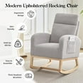 thumbnail image 5 of Acekid Rocking Chair, Wingback Accent Rocker Chair Upholstered Tall Back Arm Chair w/Side Pockets, Ursing Rubber Wood Legs and Side Pocket for Living Room, Bedroom, 5 of 9