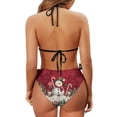 thumbnail image 6 of chaqlin Women's Halter Triangle Bikini Set Vintage Christmas Snowman Print Quick Dry, Tie Side Two-Piece for Beach Holiday Pool Party, 6 of 9