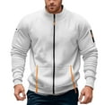 thumbnail image 3 of RMGVDSD Men's Zip Up Sweatshirt Hoodless Pullover Jacket Lightweight Athletic Activewear Casual Jacket Running Gym Sports Tactical Jackets Streetwear S, 3 of 6