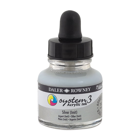 Daler-Rowney System3 Acrylic Ink - Silver, 1 oz
