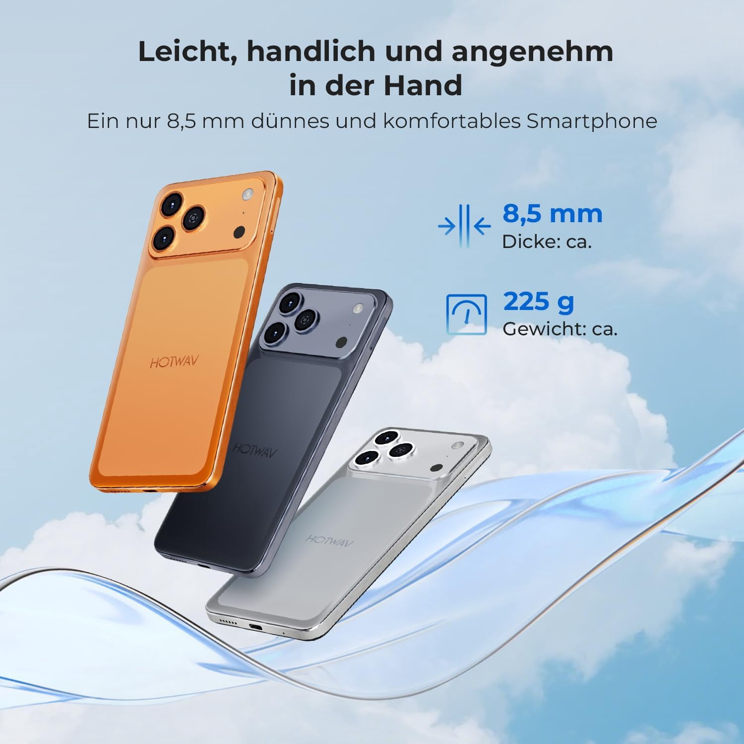 HOTWAV A17 Pro Max Mobile Phone 6.75 Inch HD , 16GB 256GB/1TB TF Android 15 Smartphone 5160 mAh Battery Quick Charge, Dual SIM 4G Mobile Phones,silver