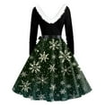 thumbnail image 3 of Women's Fashion V-Neck Casual Slim Christmas Printed Long Sleeve Hair Collar Dresses for Elegant Holiday Events and Parties,Army Green,S, 3 of 5