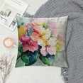 thumbnail image 2 of Leisuo  Floral Throw Pillow Cushion Cover, Hydrangea Flower Bouquet in Watercolor Blossoms Botany Petals Image, Decorative Square Accent Pillow Case,Forest Green Yellow Pink, 2 of 5