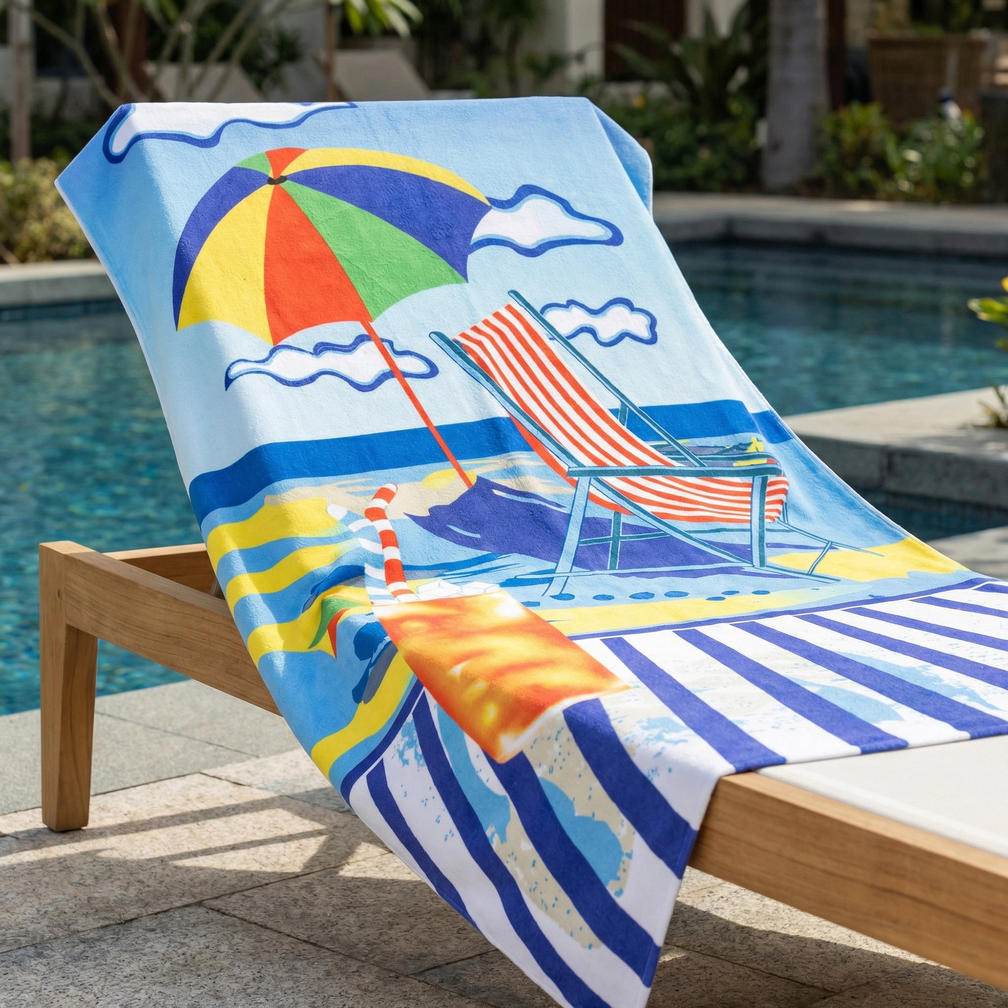 Unique Bargains 2 Pack Absorbent Lightweight Oversized Beach Towel MultiColor 71" x 35"