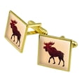 thumbnail image 1 of Moose Red Forest Square Cufflink Set - Silver or Gold, 1 of 5