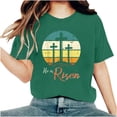 thumbnail image 1 of Camisetas de Cuello de Tripulación de Manga Corta para las Mujeres Cartas de Impresión de Pascua Camiseta de Manga Corta, Spandex de Poliéster, 1 of 5
