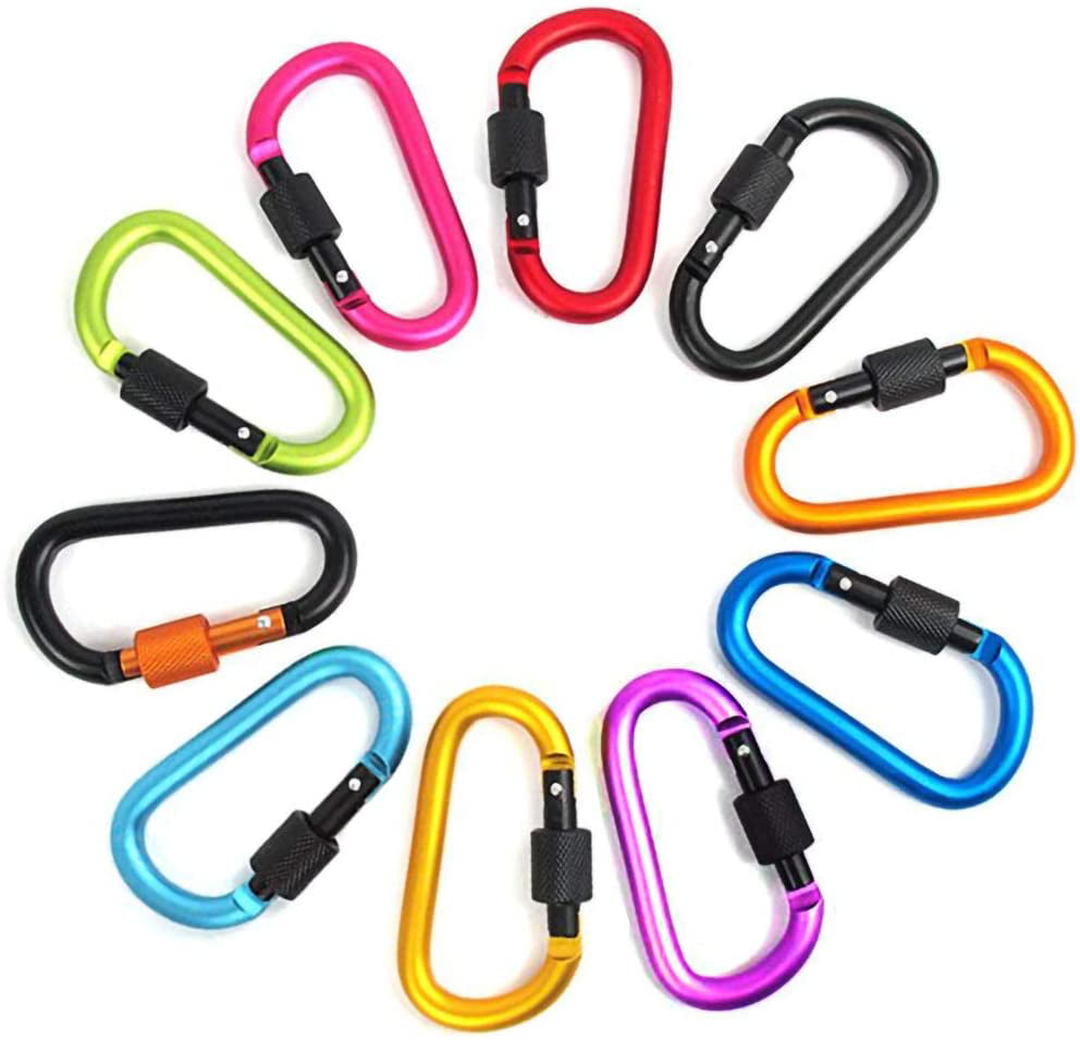 10 Screw Lock Small Carabiner Mini Keychain Hook Outdoor Camping Hiking Tent