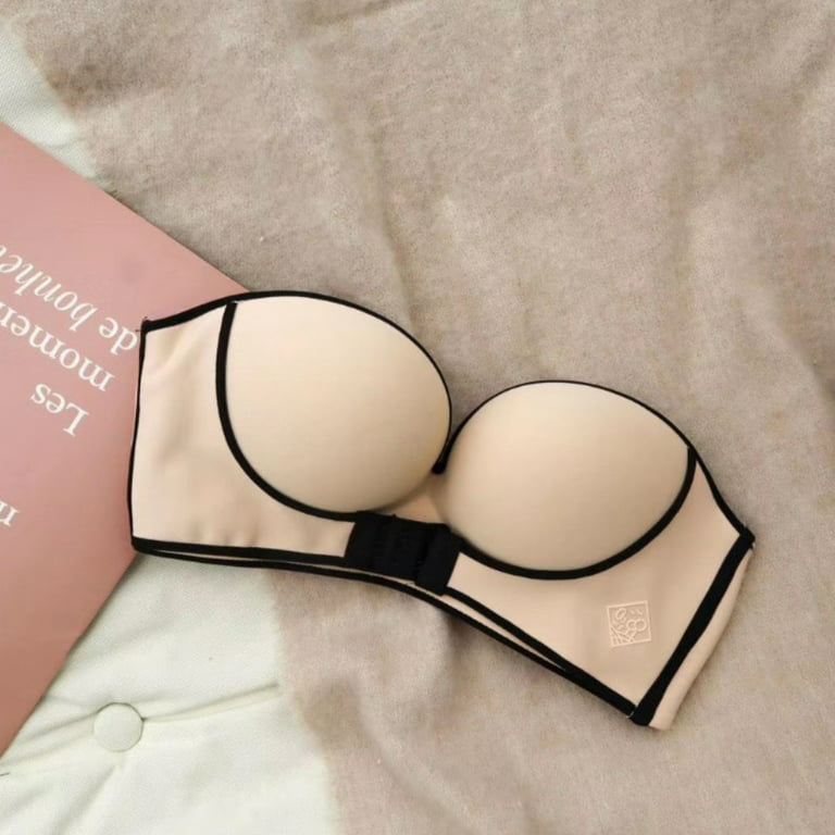 Women Sexy Gather Bra Strapless Bras Invisible Bras for Wedding Dress, A B  Cup 