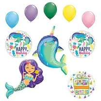 Mayflower Products Narwhal Party Supplies Enchanted Mermaid Birthday Balloon Bouquet Decorations