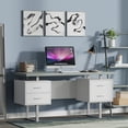 thumbnail image 2 of 60'' Mariposa Home Office Computer Desk - Grey Top, White Body, Grey Metal, Grey Hardware, 2 of 6