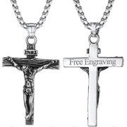 Crucifix Cross Pendant Necklace Stainless Steel/18K Gold Plated Christian Jesus Piece Praying Jewelry Personalized Customize