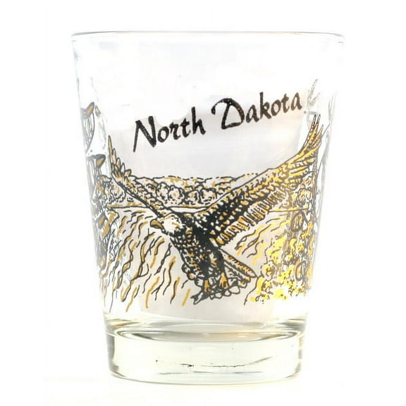 North Dakota Wilderness Eagle Wolf Deer Shot Glass