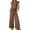 Khaki, variant on Jumpsuits for Women Summer Ruffle Sleeves Square Neck Rompers Drawstring Overalls with Pockets Rose Red M