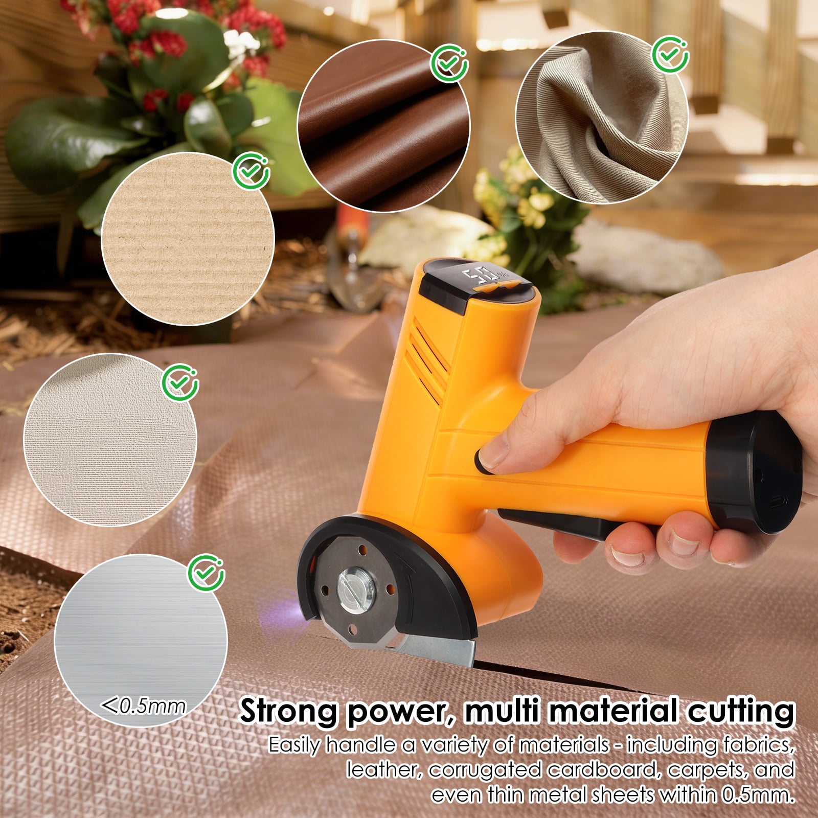 Cordless Electric Scissor High Cutting Performance Safety Protection Rechargeable Cardboard Box Cutter Rotary Cutter for Carpet Leather Cardboard