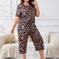 thumbnail image 4 of Yuanlong Womens Pajama Sets Summer V-Neck Short Shirts & Capri Pants Leopard Pattern 2 Piece Lounge Set Loungewear Fashion Ladies Comfort Nightwear, 4 of 8