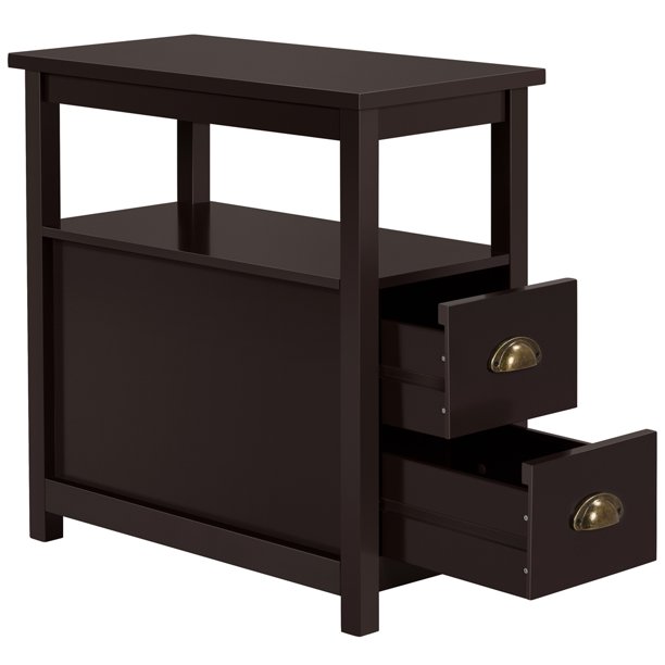 Double Tier End Table With Drawers Walmart Com Walmart Com