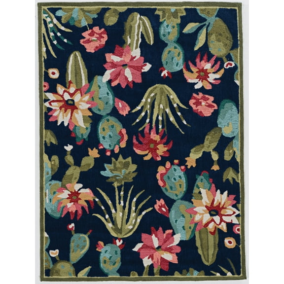 Trio Cactus Navy Area Rug 5x7 Contemporary Transitional Design