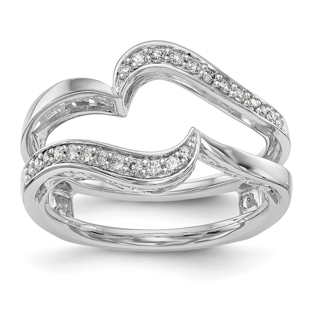 AA Jewels Solid 14K White Gold Engagement Ring Guard with CZ Cubic