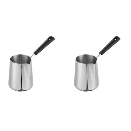 2024 TOP! 2X 600Ml Milk Butter Warmer Pot, Turkish Coffee Stainless Steel Stovetop Melting Pot with Spout for Tea,Heating