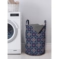 thumbnail image 3 of Boho Laundry Bag, Folk Mediterranean Style Complex Jumble Motifs, Hamper Basket with Handles Drawstring Closure for Laundromats, 13" x 19", Indigo Multicolor, by Ambesonne, 3 of 4