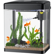 PONDON Fish Tank, 2 Gallon Glass Aquarium, 3 in 1 Fish Tank with Filter and Light, Desktop Small Fish Tank for Betta Fish, Shrimp, Goldfish (Black, 2 Gallon)