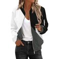 thumbnail image 3 of Bovemsi Bomber Jackets for Women Jacket 2025 Causal Zip Up Coats Long Sleeve Stand Collar Fall Lightweight Outerwear Tops Light Jackets, 3 of 6