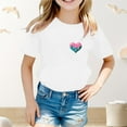 thumbnail image 3 of MIXUE Tween Girls Tops & T-Shirts Summer Heart Print Round Neck Short Sleeve Loose Casual Tee Shirts Streetwear,White,10-11 Years, 3 of 4