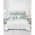 thumbnail image 2 of Twin XL Quilt Bedding Set, Teal Tulip Eucalyptus Reversible Summer Quilt 3 Pieces, Spring Summer Botanical Floral Chic Lightweight Bedspreads Coverlets with 2 Pillow Shams for All Seasons, 2 of 5