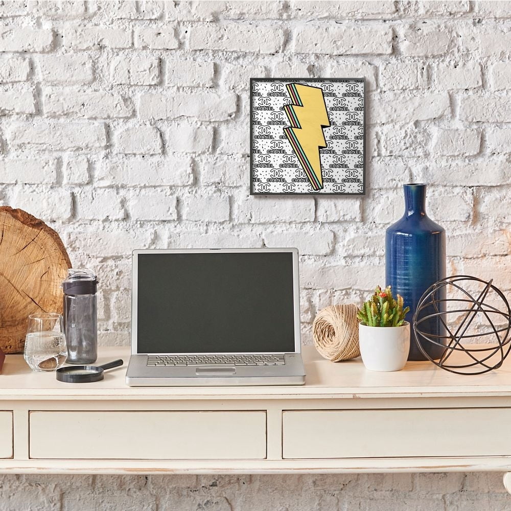 Stupell Industries Fashion Lightning Bolt Symbol over Glam Pattern Designed by Ziwei Li