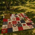 thumbnail image 7 of YShenghong Country Patchwork With Hearts Cottages And Mugs Printed Flannel Blanket, 7 of 7