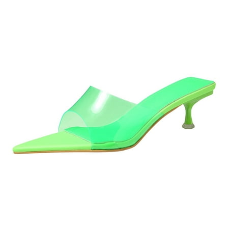 

BELLZELY Womens Shoes Sandals Clearance Women s Fashion Candy Color Sandals Summer Pointed Toe Thin Heel Slippers Casual Shoes