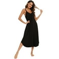 thumbnail image 2 of Women Long Nightgown V Neck Side Split Nightdress Sleepwear Nighty Sleeveless Nightwear for Spring Summer, 2 of 6