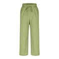 thumbnail image 5 of THDHVS Linen Pants Women,Wide Leg Pants for Women,Fashion Women's Pants with Deep Pockets 7/8 Stretch Ankle Sweatpants for Golf Athletic Lounge Travel Work Army Green XL, 5 of 6
