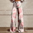 thumbnail image 2 of Jxximdong Pants for Women Women's Wide Leg Pant Vintage Floral Print High Waisted Straight Stretch Pants With Pockets Pink XL Trousers, 2 of 8