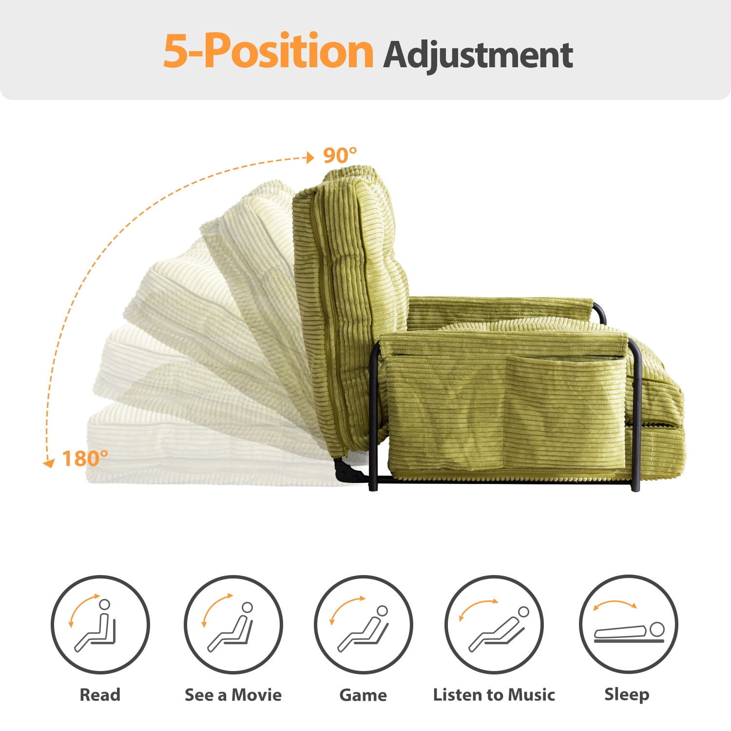 GOODONE Convertible Floor Sofa,Bean Bag Sofa with Pillows,Multifunctional Lazy Sofa with Pillows,Adult Reading Chair,Suitable for Bedroom or Living Room,Green,Single