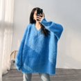 thumbnail image 1 of Oversized Gray Knitting Sweater Loose Fit Round Neck Long Sleeve Women Pullovers New Fashion Autumn Winter 2021, 1 of 5