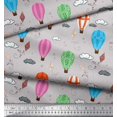 thumbnail image 2 of Soimoi Gray Heavy Satin Fabric Cloud & Hot Air Balloon Holiday Print Fabric by Yard 54 Inch Wide, 2 of 3