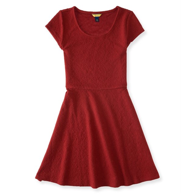 Aeropostale Vestido ajustado y acampanado para mujer, rojo, extra pequeño
