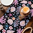 thumbnail image 3 of Beach Coastal Table Runner 70 Inches, Summer Nautical Shell Starfish Coral Black Bed Runner Dresser Scarves Tabletop for Indoor Outdoor Parties/Ceremony/Banquet, 13" x 70", 3 of 9