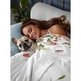 thumbnail image 3 of Pink Floral King Size Flat Sheet, Wrinkleproof & Fadeproof Cooling Flat Bed Sheet Only, Spring Pastoral Botanical Wildflowers Leaves Breathable Soft Bedding Top Sheets 105 x 98 Inches, 3 of 8