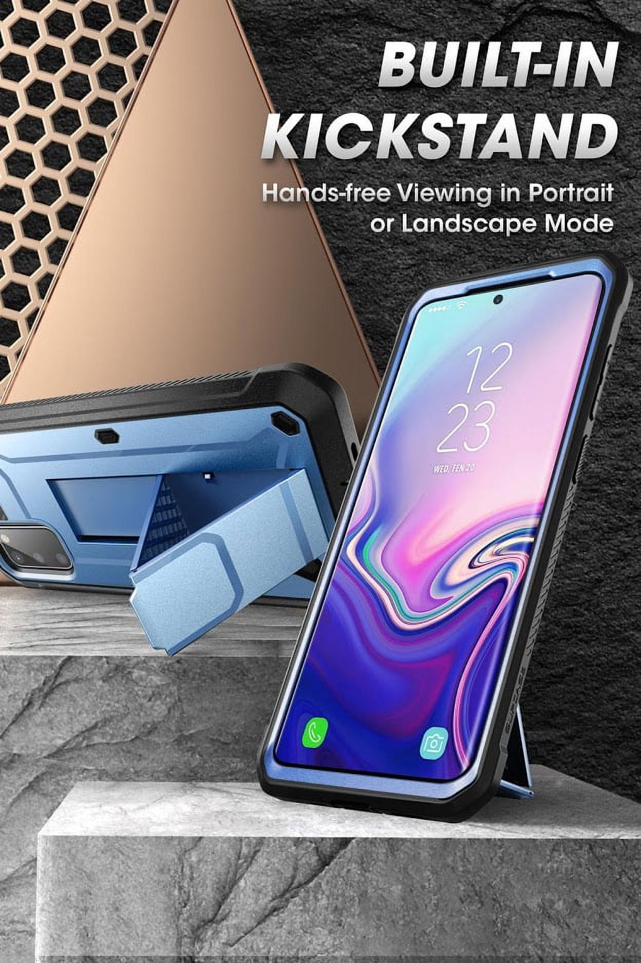 SUPCASE UB Pro Series Designed for Samsung Galaxy S20 / S20 5G Case (2020 Release), Full-Body Dual Layer Rugged Holster & Kickstand Case Without Built-in Screen Protector(MetallicBlue)