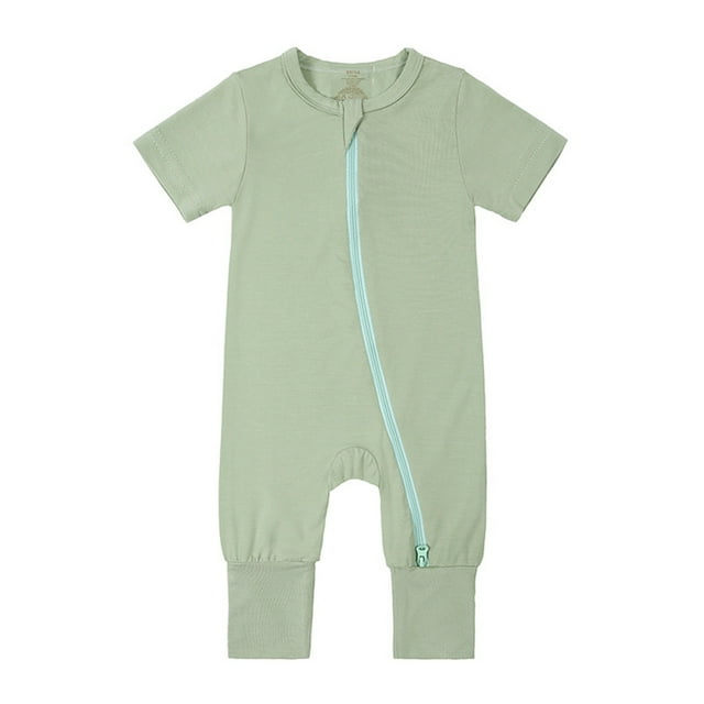 EDFBUYKRS Baby Rompers Footless Pajamas Zipper Short Sleeve Sleeper Jumpsuit