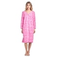 thumbnail image 2 of Casual Nights Women's Printed Fleece Snap-Front Lounger House Dress, 2 of 4