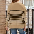 thumbnail image 4 of YDFCWXW Women's Oversized Sweaters 2025 Fall Outfits Trendy Crewneck Knit Side Slit Fashion Pullover Tops Khaki, S, 4 of 5