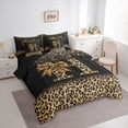 thumbnail image 2 of Erosebridal Chic Cheetah Print Bedding Comforter Set, Personalized Initial H Full Bedding Set, Black Brown, Black Reversible 7 Pieces, 2 of 6