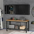 thumbnail image 2 of Ktaxon Wall Mounted Metal Garage Storage Cabinet with Lock, Adjustable Shelf Steel Tool Organizer, Floating Upper Wall Cabinet, 30 x 12 x 28, Black, 2 of 7