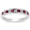 Ruby and Diamond 14kt White Gold Ring -- Satelite